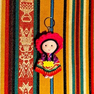 Gift Xmas Collectible miniature doll key chain hot pink crochet brand new red